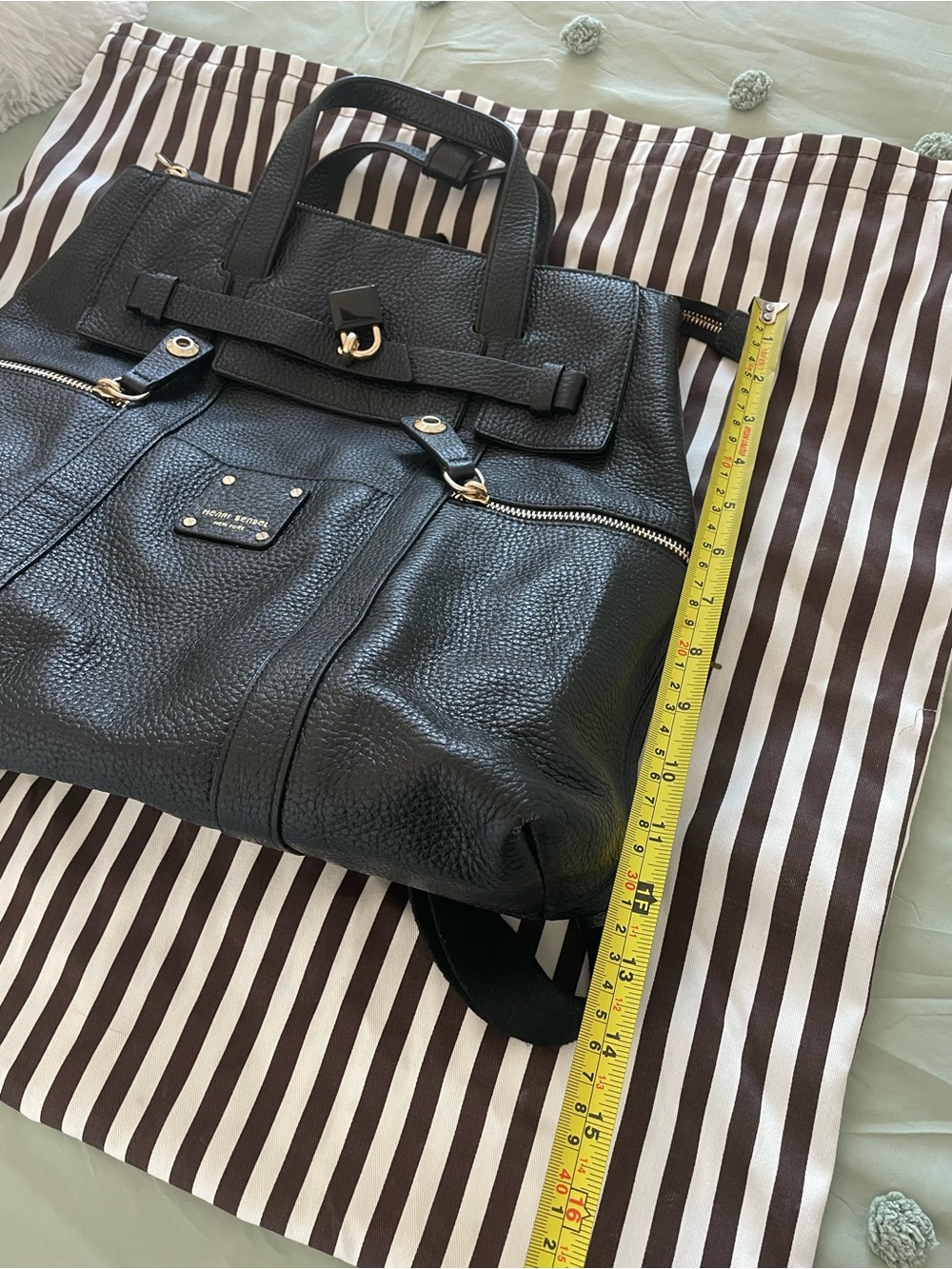 henri bendel Black Leather Convertible Backpack Tote with Gold Hardware - Picture 7 of 8